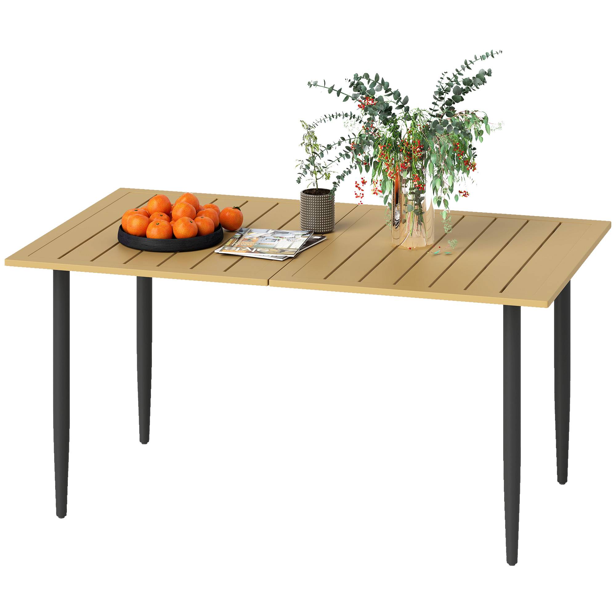 ComfortXL - Table de jardin acier marron 150 x 90 cm 6 personnes avec trou pour parasol - ComfortXL Outdoor Living - Image 2