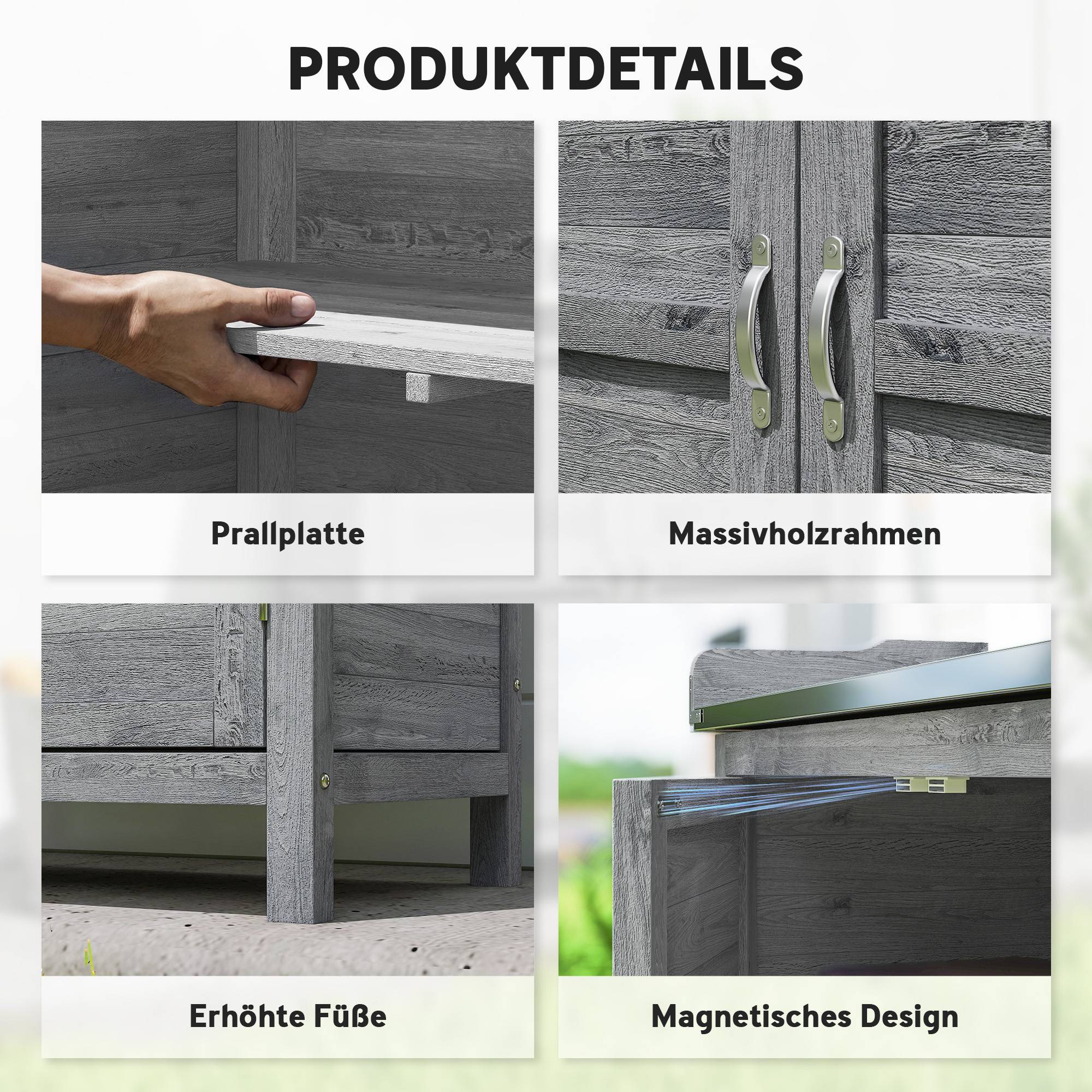 ComfortXL - Armoire de jardin en sapin gris 83 x 40 x 92 cm avec table de rempotage plateau galvanisé et 2 étagères - Image 6