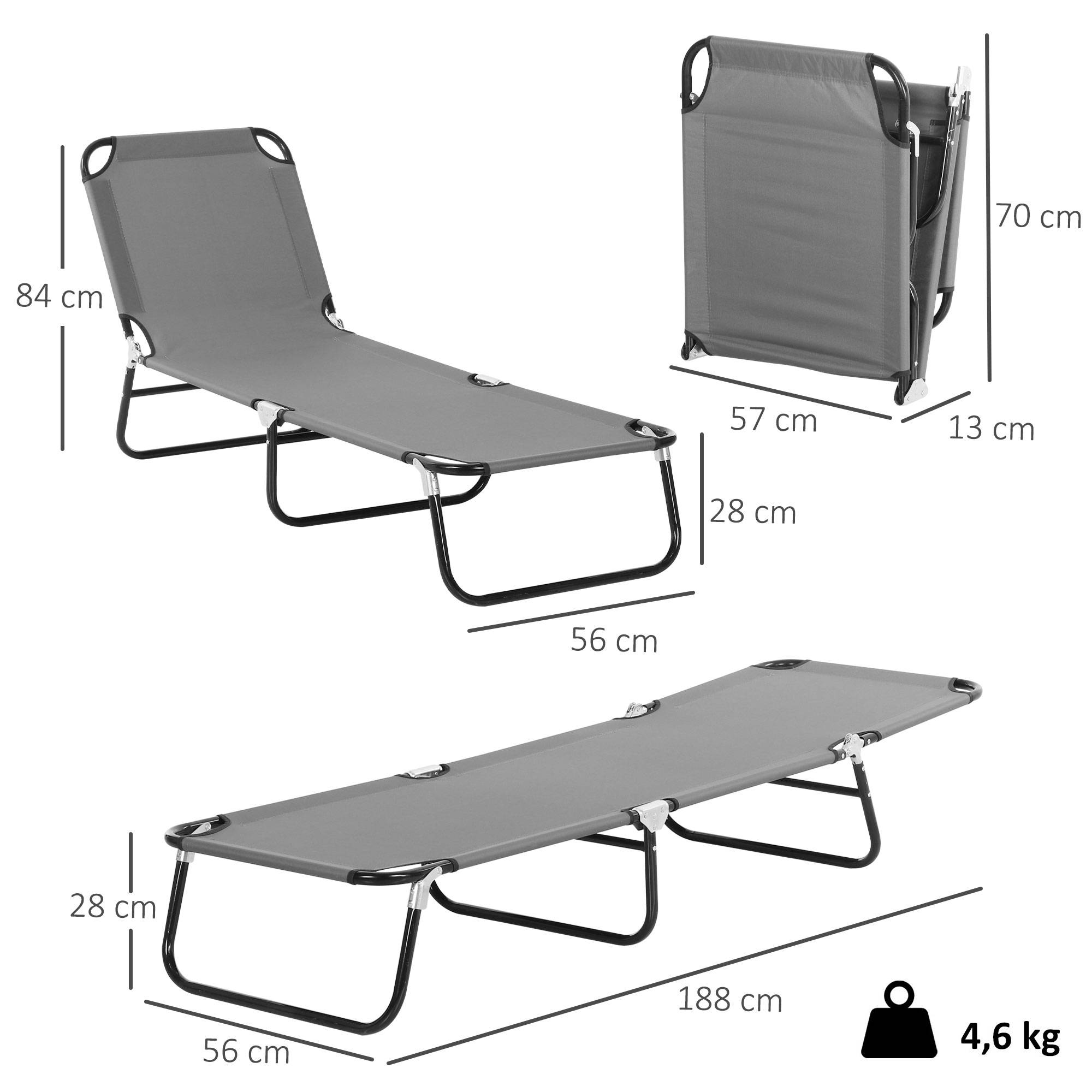 Bain de Soleil Acier Terrasse Séchage Rapide Inclinable 188x56x28cm Gris - ComfortXL Outdoor Living - Image 5