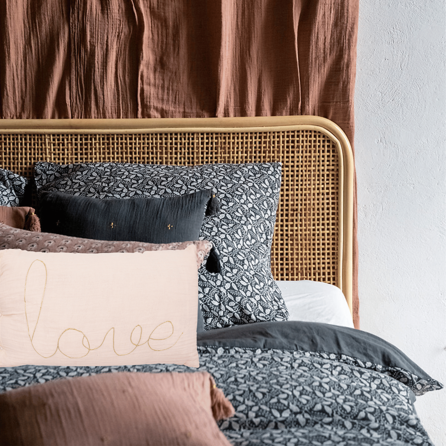 Atmosphera - Coussin gaze de coton avec mot doux - ATMOSPHERA - Coton - Rose Clair - Imagen 3