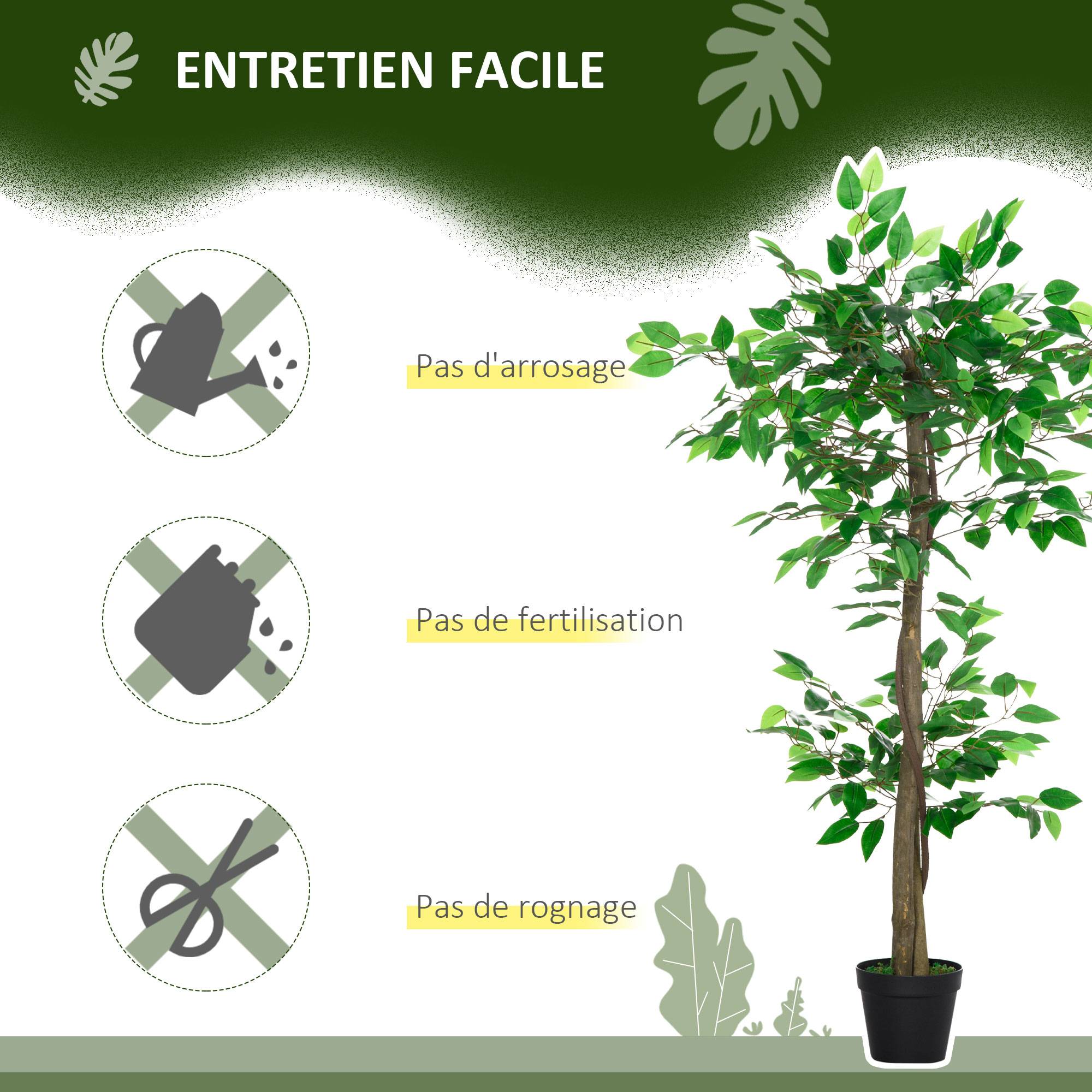 Arbre Artificiel Plante Artificiel ficus Hauteur 1,2 m Tronc Branches Liane Lichen Feuilles Grand réalisme Pot Inclus - Image 8