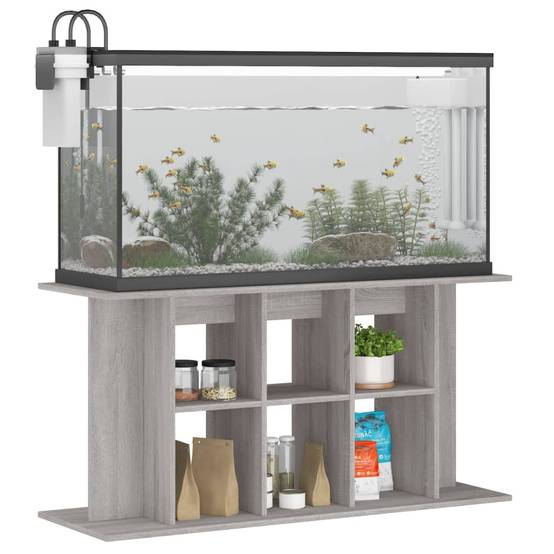 Meuble pour Aquarium Bois d'Ingénierie pour Salon avec Rangement 120x40x60 cm Gris Sonoma - ComfortXL Outdoor Living - Image 3