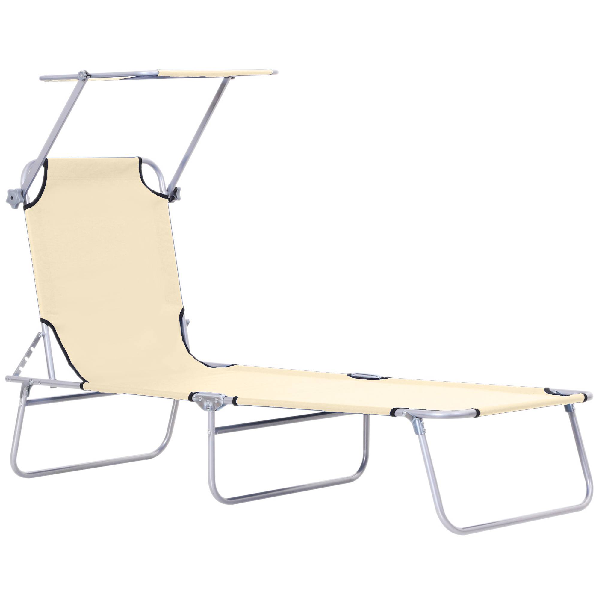 Sans Marque - Transat Bain de Soleil Pliable Chaise Longue Pliante Dossier Inclinable Multi-positions et Pare-Soleil réglable - Image 2