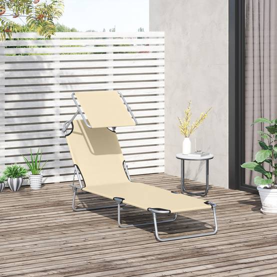 Sans Marque - Transat Bain de Soleil Pliable Chaise Longue Pliante Dossier Inclinable Multi-positions et Pare-Soleil réglable - Image 3