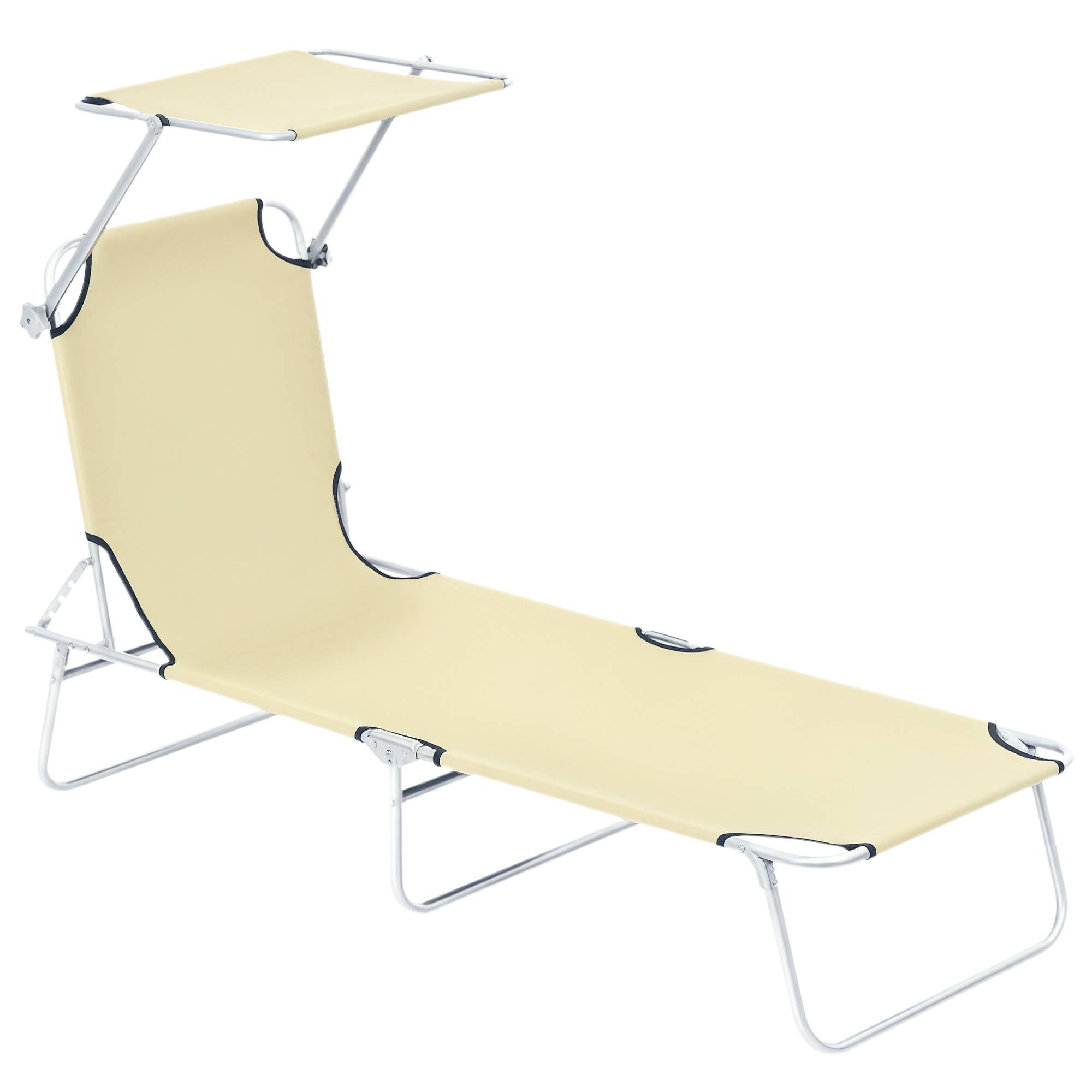 Sans Marque - Transat Bain de Soleil Pliable Chaise Longue Pliante Dossier Inclinable Multi-positions et Pare-Soleil réglable