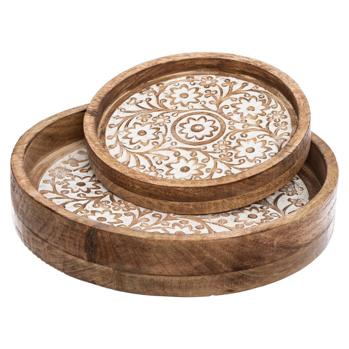 Atmosphera - Set de 2 plateaux "Ritual" manguier - Atmosphera Créateur d'intérieur - Image 1