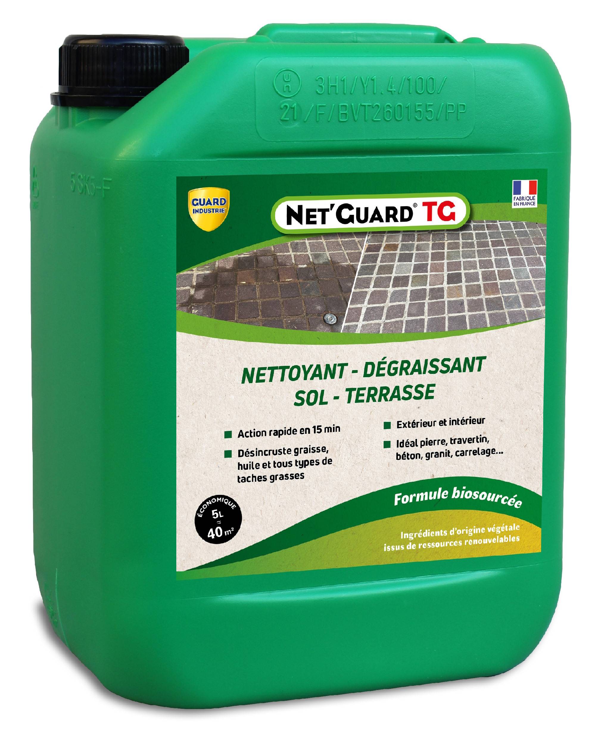 Nettoyant Désincrustant Gras Saletés Net Guard Tache Grasse Formule Végétale Agit 30 Min Toute Pierre Travertin Marbre 5L 40m2