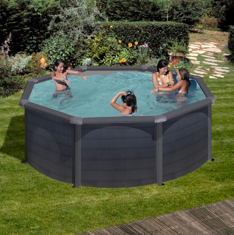 Piscine ronde Kea 350 x 120 cm avec parois en acier graphite
