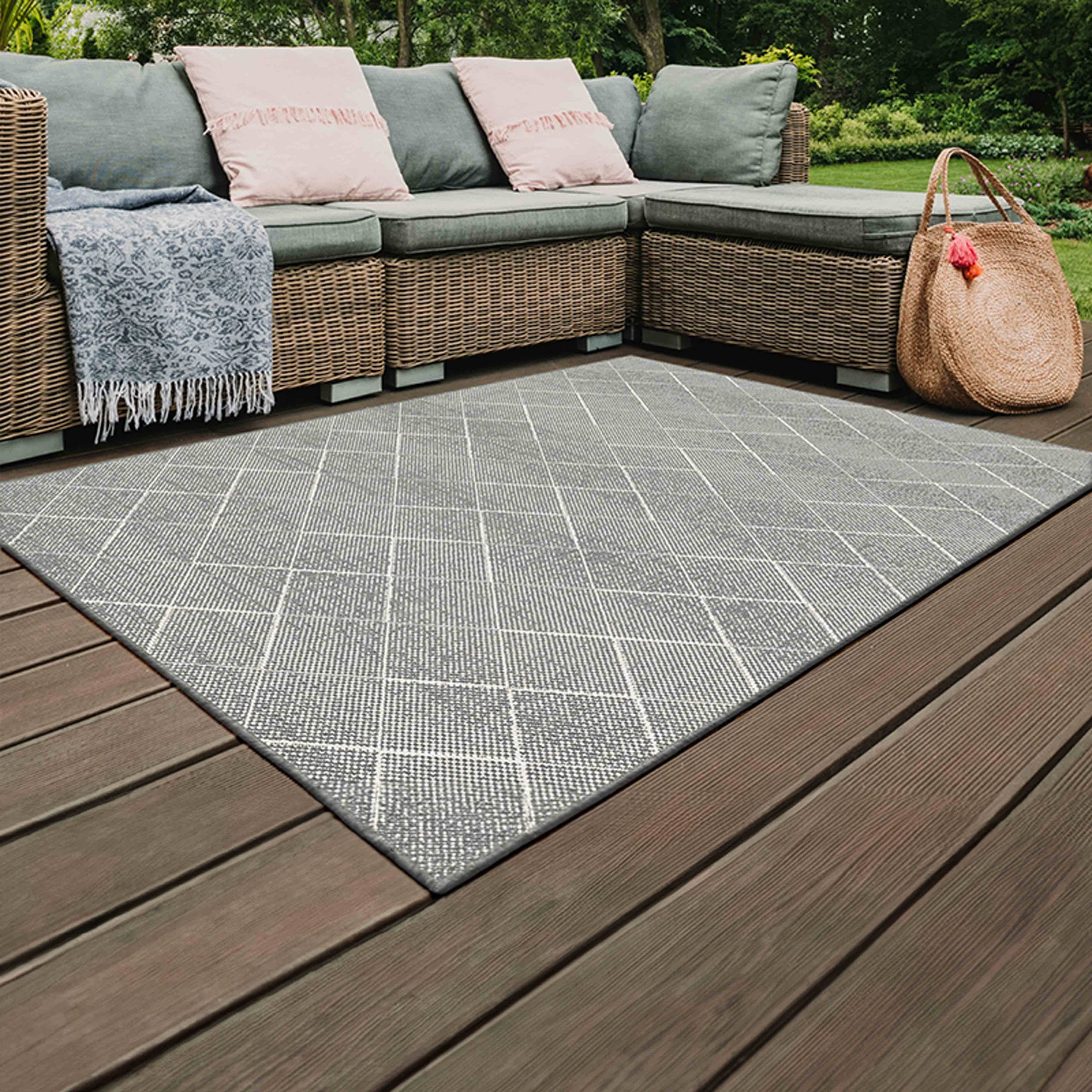 Oviala - Tapis d'extérieur en polypropylène 160 x 230 cm gris Dioma - Oviala - Imagen 2