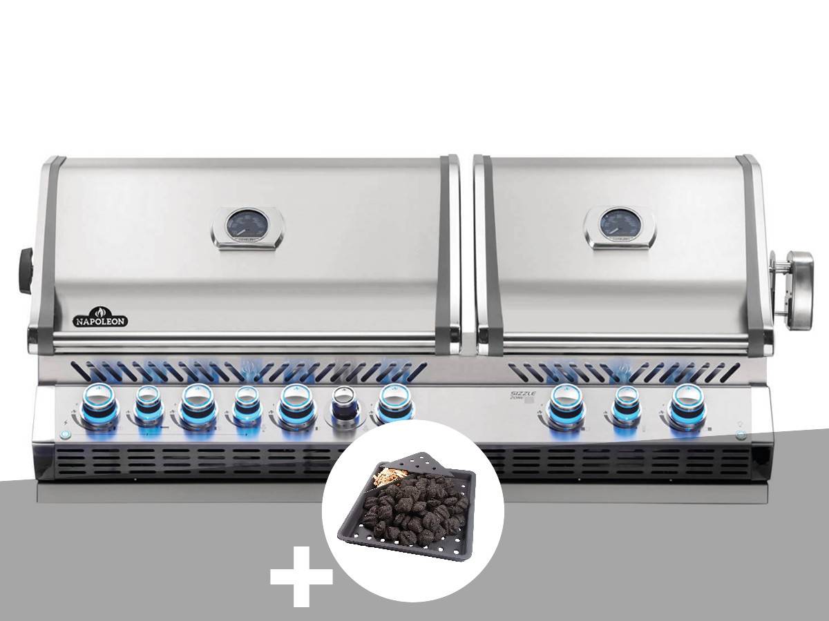 Napoleon - Barbecue gaz encastrable Prestige Pro 825 inox 4 brûleurs + Plateau charbon - Napoléon - Image 1
