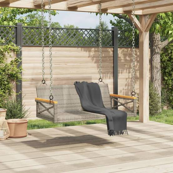 Balançoire jardin suspendue poly rotin design moderne siège seul extérieur gris – ComfortXL Outdoor Living - Image 3