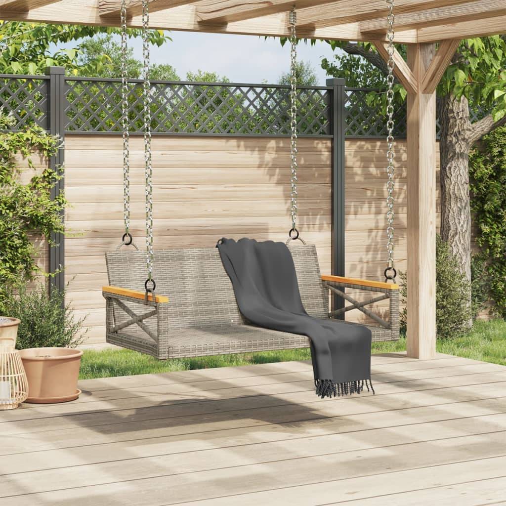 Balançoire jardin suspendue poly rotin design moderne siège seul extérieur gris – ComfortXL Outdoor Living - Image 3