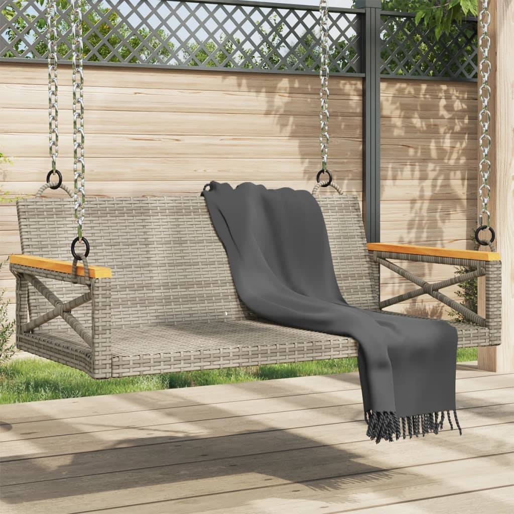 Balançoire jardin suspendue poly rotin design moderne siège seul extérieur gris – ComfortXL Outdoor Living - Image 1