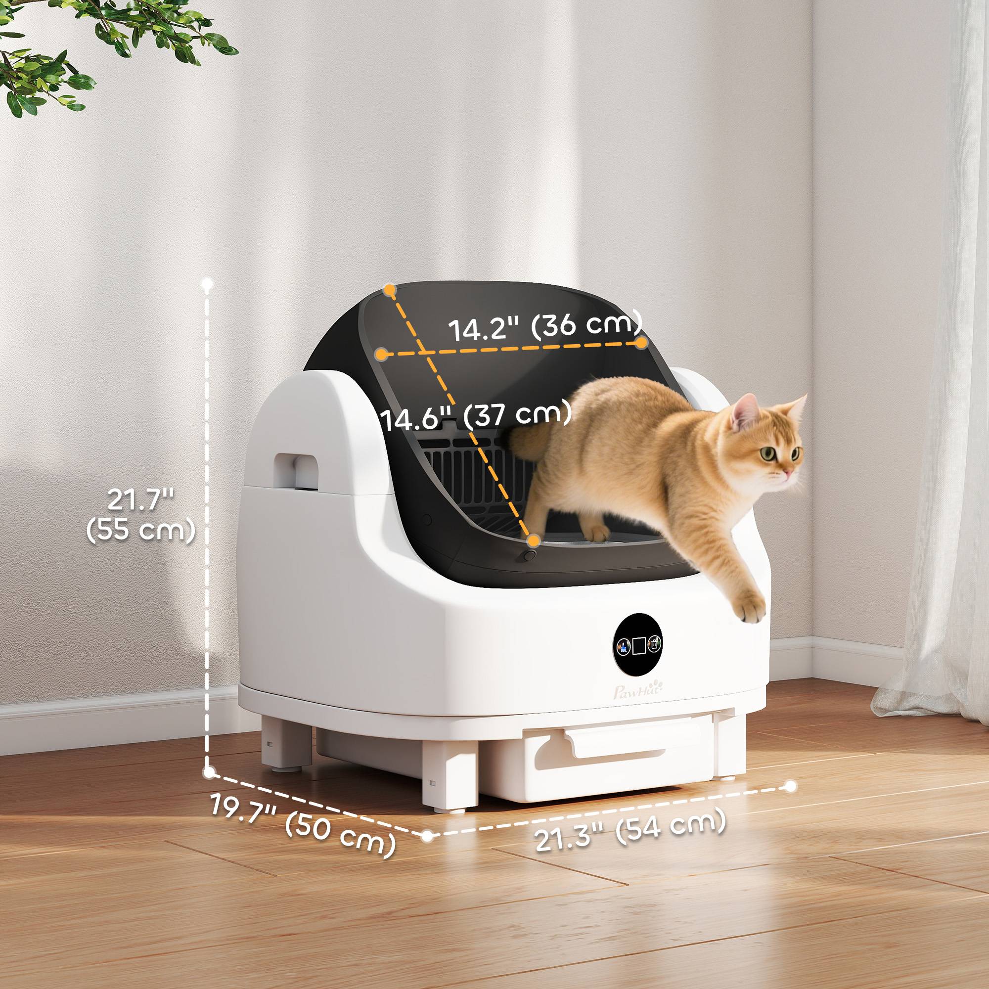 ComfortXL - Litière autonettoyante en ABS 42,7 L blanche pour chats 1 à 5 kg avec capteurs de sécurité et bac à déchets 8 L - Image 3