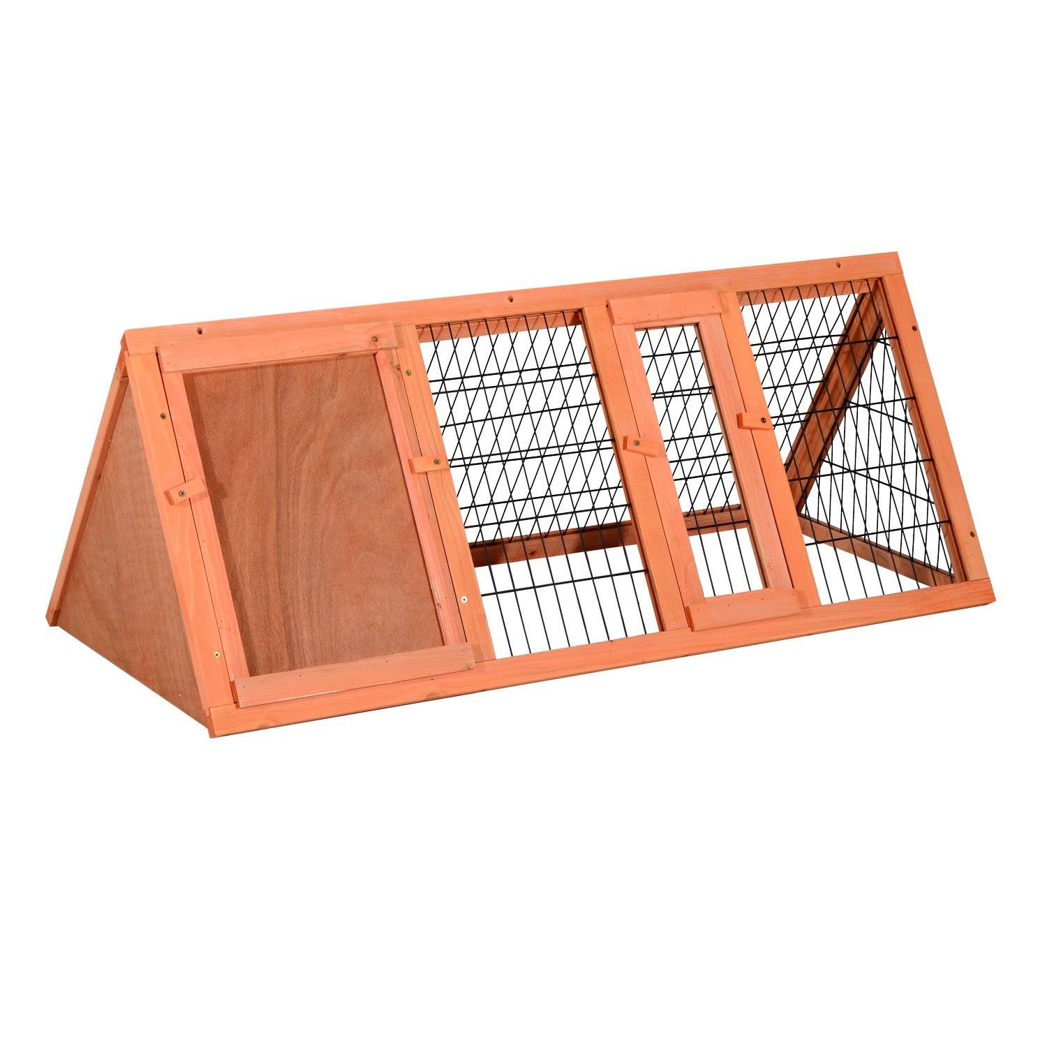 ComfortXL - Clapier à lapin extérieur en bois de sapin orange 118 x 50 x 45 cm avec abri et enclos grillagé pour petits animaux - Image 10