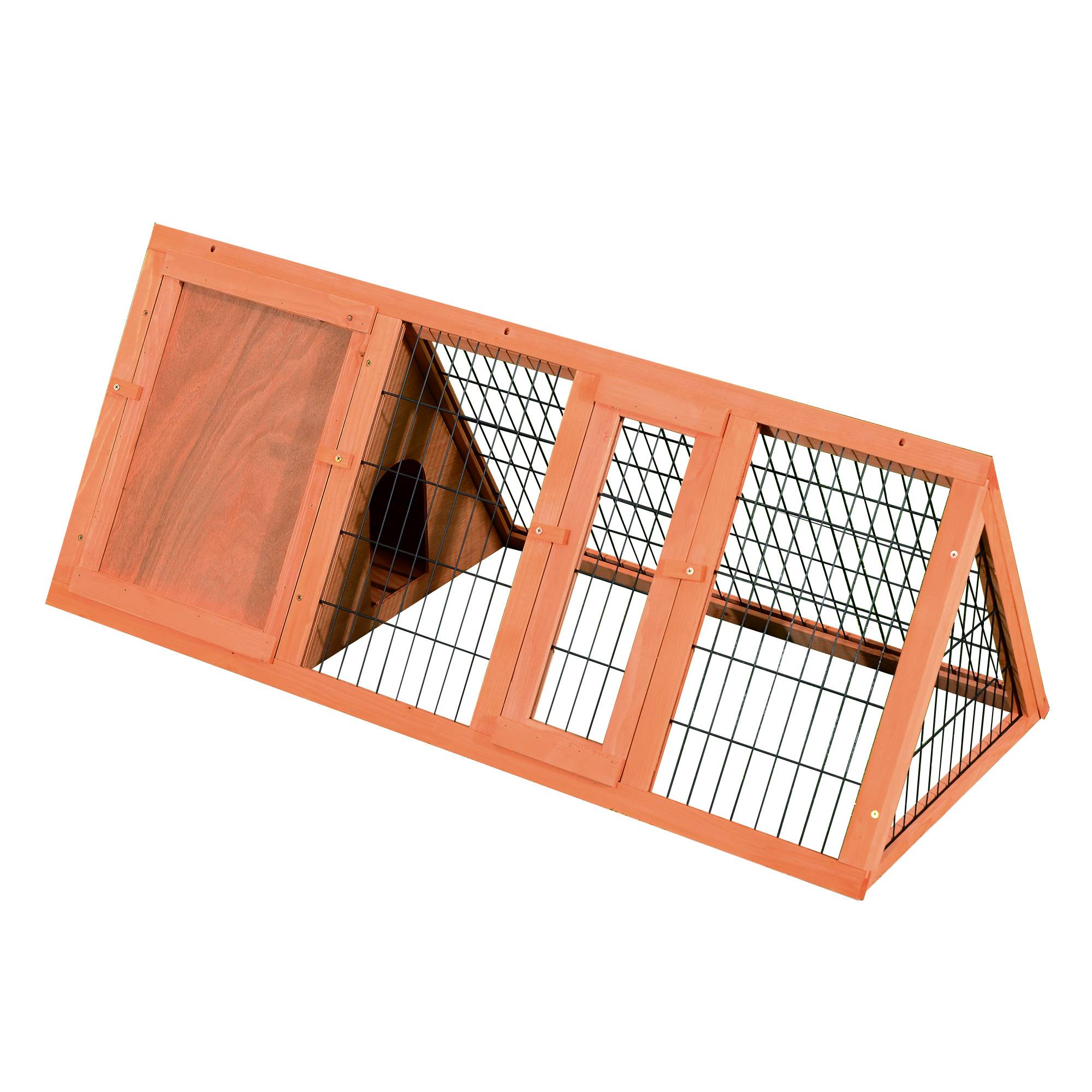 ComfortXL - Clapier à lapin extérieur en bois de sapin orange 118 x 50 x 45 cm avec abri et enclos grillagé pour petits animaux - Image 2