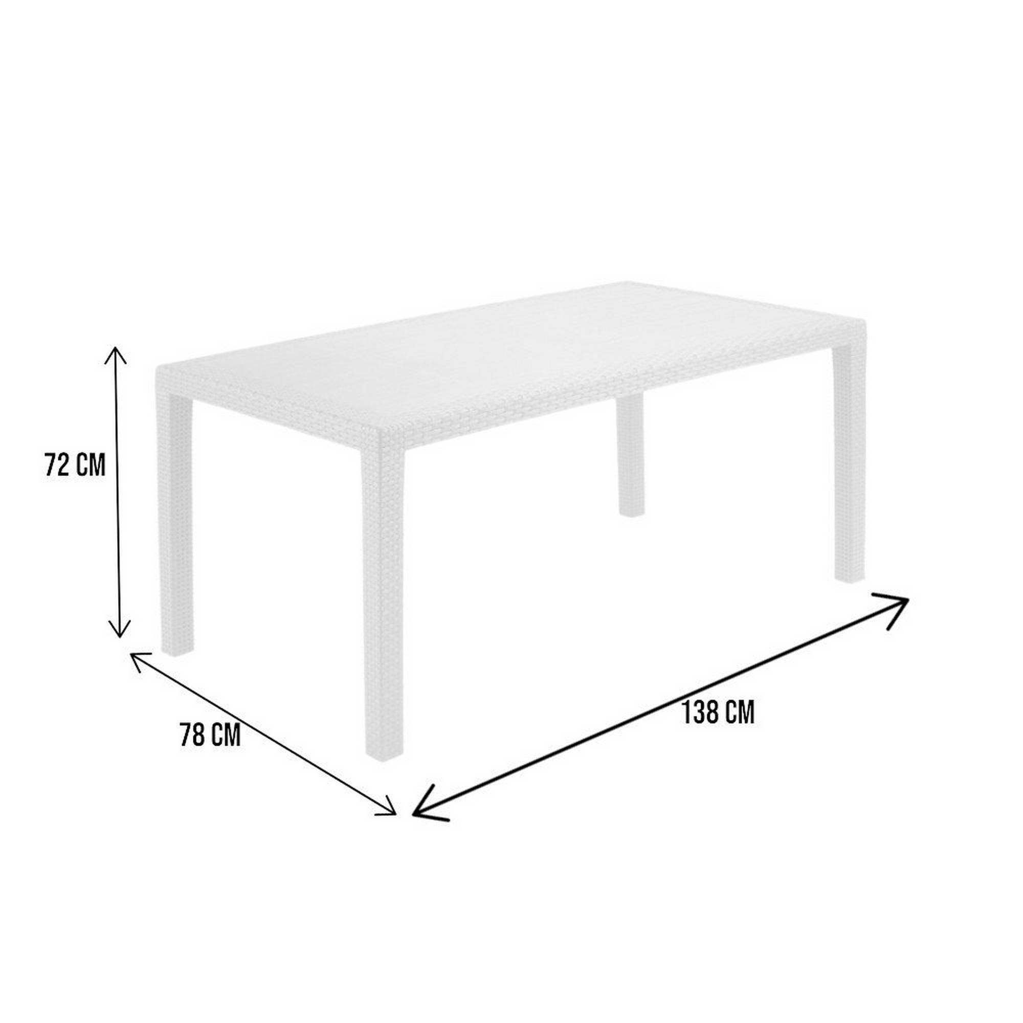 Dmora - Table d'extérieur Imola, Étagère rectangulaire fixe, Table de jardin polyvalente effet rotin, 100% Made in Italy, 138x78h72 cm, Blanc - Dmora - Imagen 3