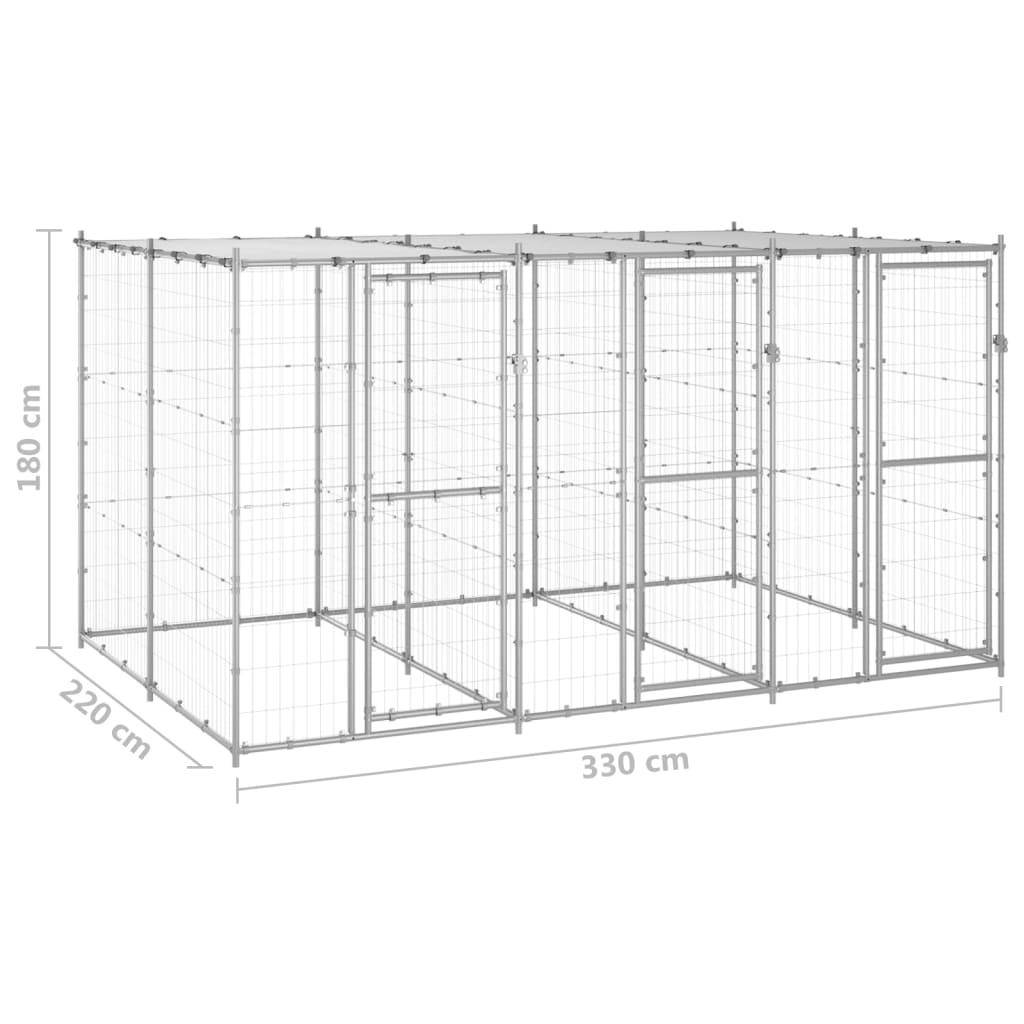 Helloshop26 - Chenil extérieur cage enclos parc animaux chien extérieur acier galvanisé avec toit 7,26 m² - Imagen 2
