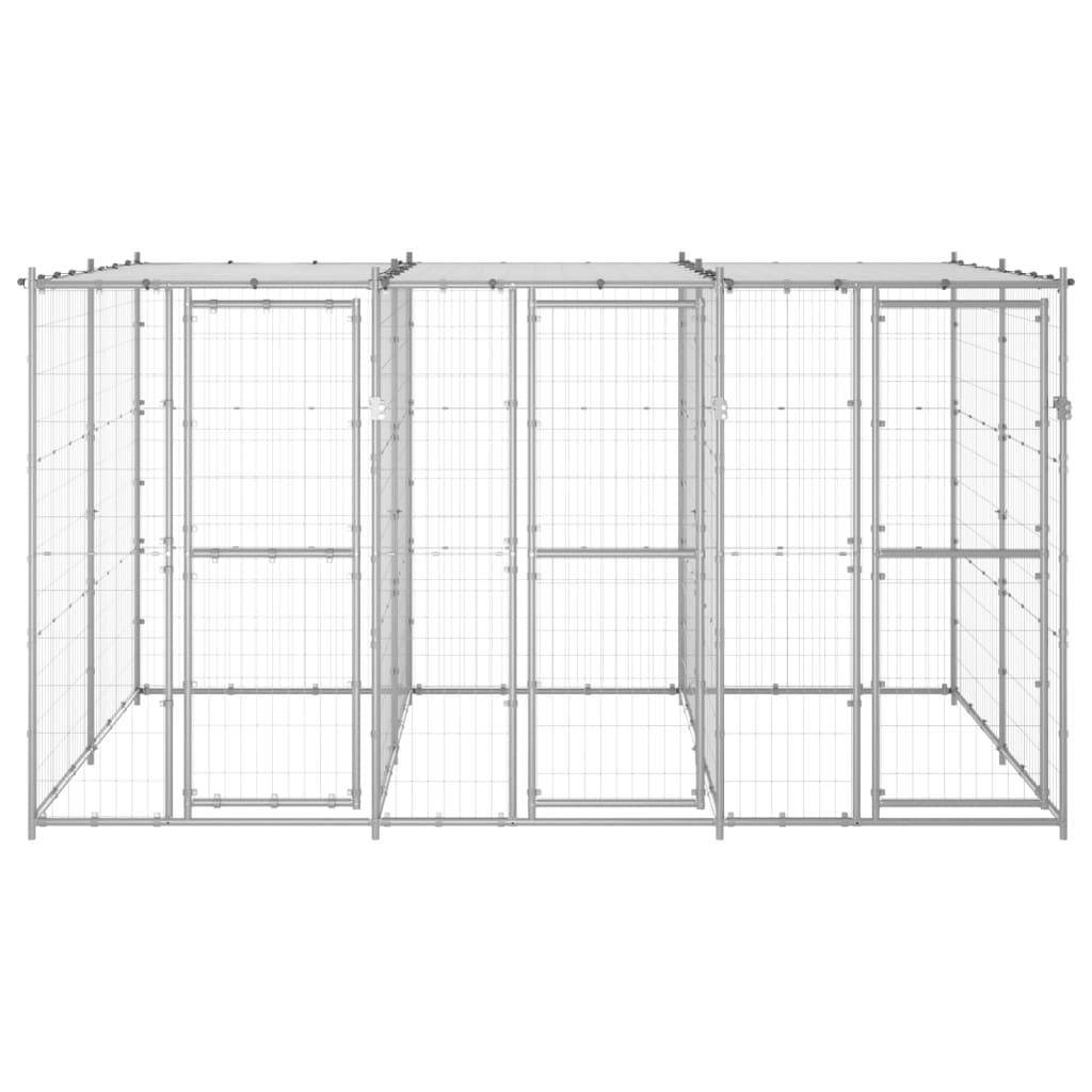 Helloshop26 - Chenil extérieur cage enclos parc animaux chien extérieur acier galvanisé avec toit 7,26 m² - Imagen 3
