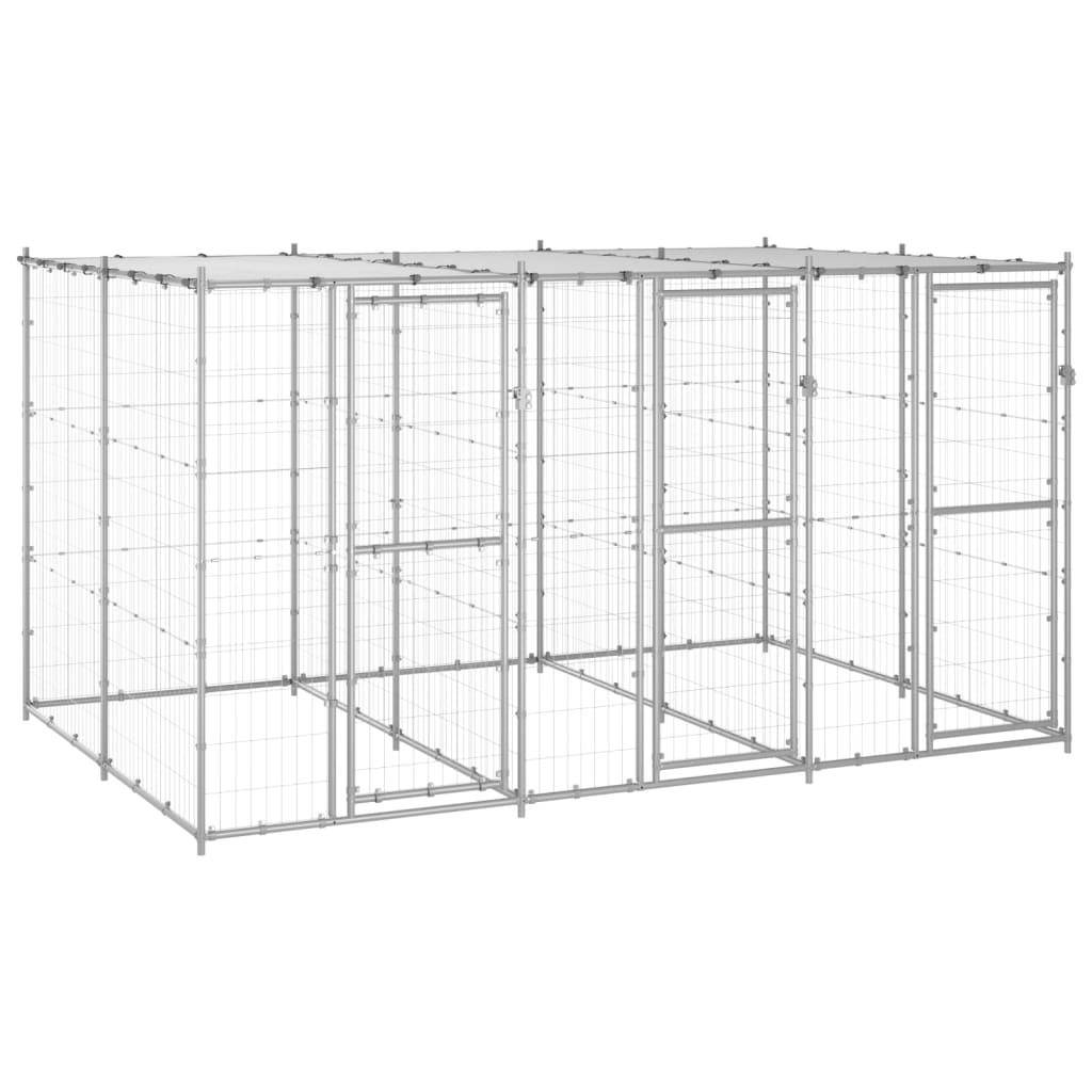 Helloshop26 - Chenil extérieur cage enclos parc animaux chien extérieur acier galvanisé avec toit 7,26 m² - Imagen 1