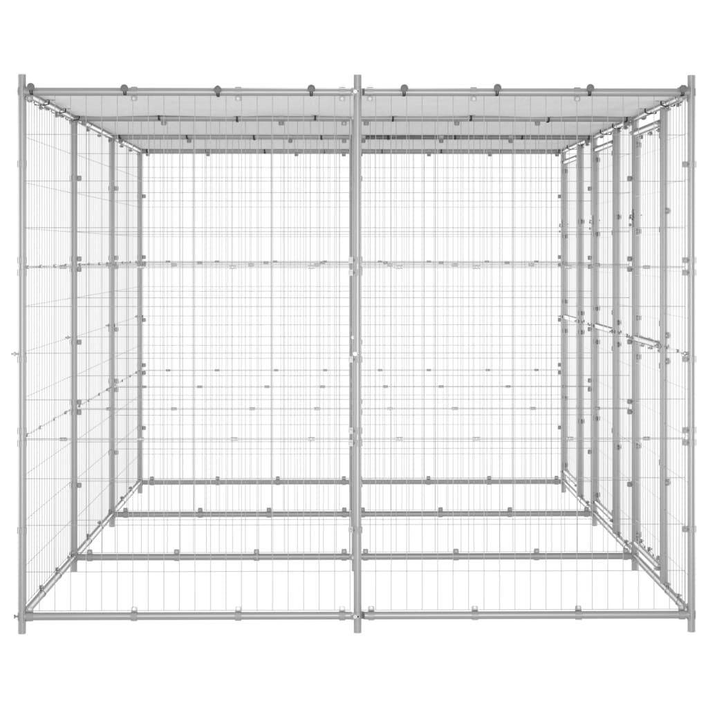 Helloshop26 - Chenil extérieur cage enclos parc animaux chien extérieur acier galvanisé avec toit 7,26 m² - Imagen 4