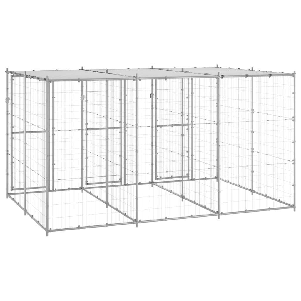 Helloshop26 - Chenil extérieur cage enclos parc animaux chien extérieur acier galvanisé avec toit 7,26 m² - Imagen 5