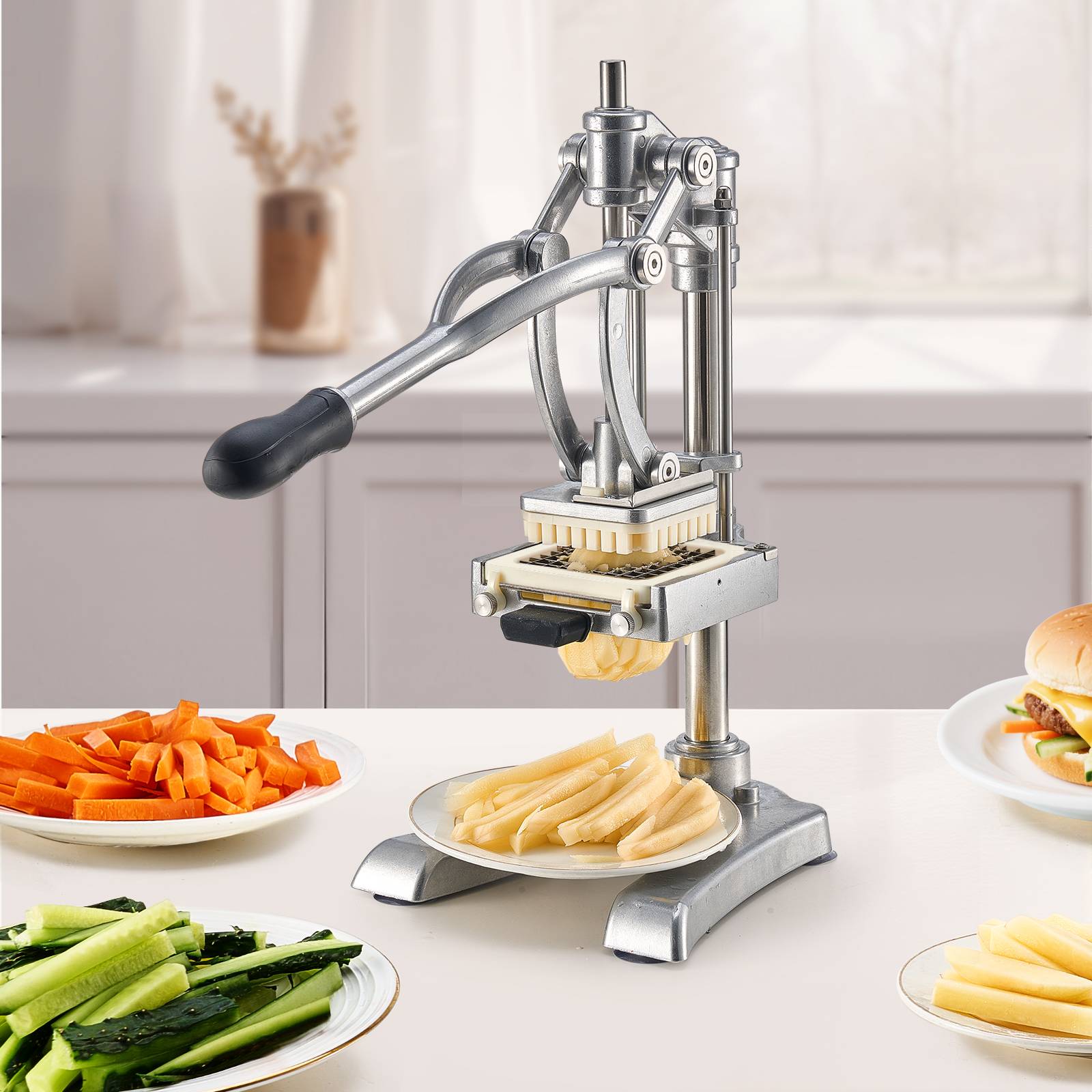 Vevor - VEVOR Coupe-frites manuel inox, 3 lames + lame extracteur, pieds antidérapants - Image 8