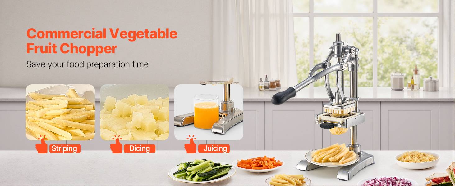 Vevor - VEVOR Coupe-frites manuel inox, 3 lames + lame extracteur, pieds antidérapants - Image 9
