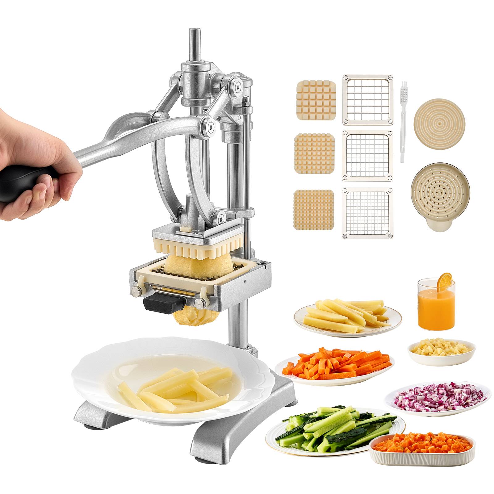 Vevor - VEVOR Coupe-frites manuel inox, 3 lames + lame extracteur, pieds antidérapants - Image 1