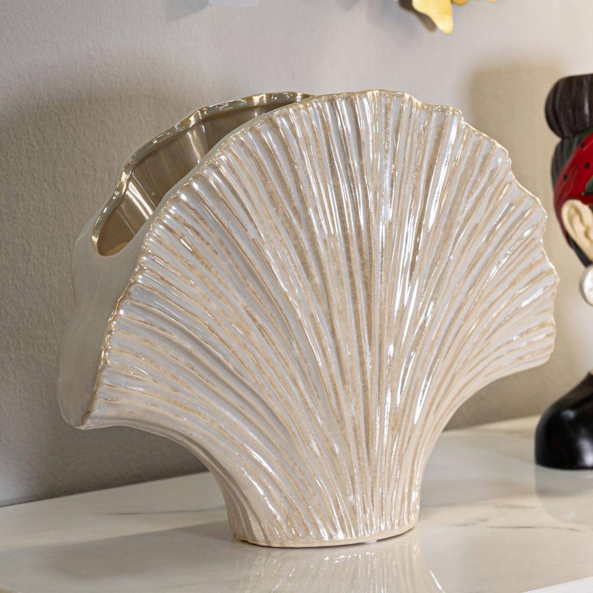 Paris Prix - Vase en Céramique "Perly" 35cm Blanc - Image 4