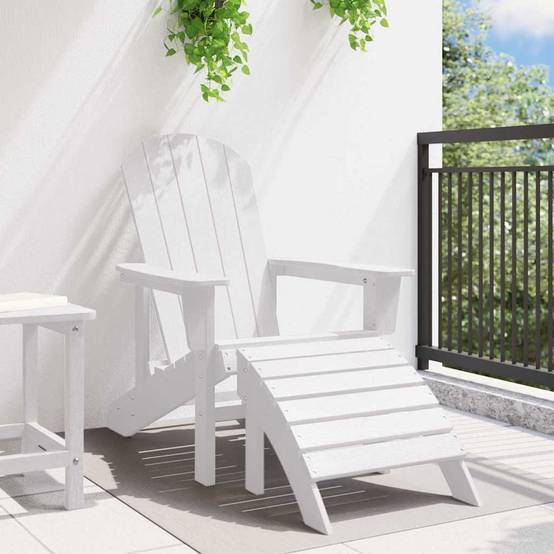 Chaise de jardin | Chaise Adirondack Blanc 82 x 74 x 92 cm HDPE - Image 3