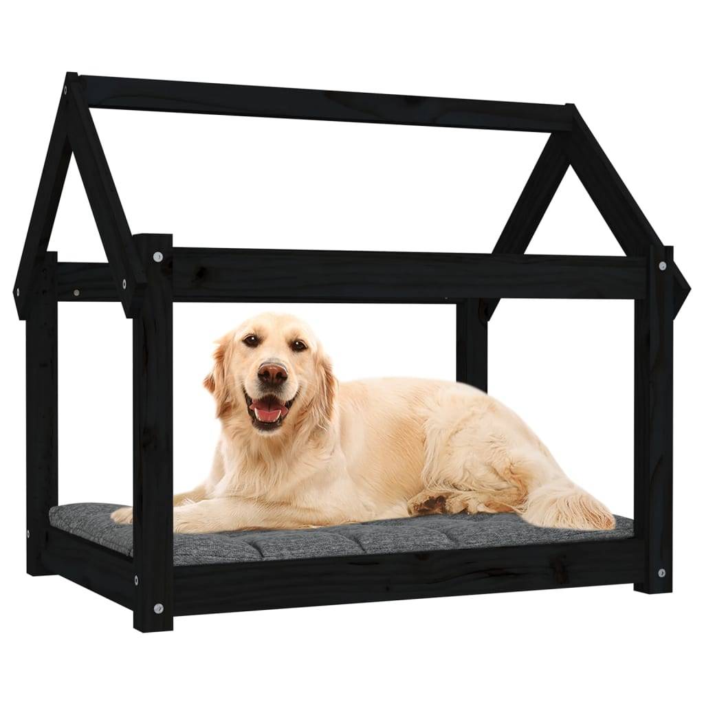 Vidaxl - Lit pour chien Noir 81x60x70 cm Bois de pin solide vidaXL 822211 - Imagen 5