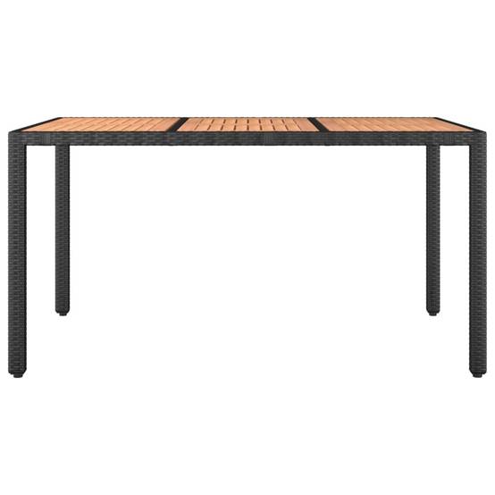 Table de jardin bois massif et résine tressée noir 150 x 90 x 75 cm - PANGIVO - Image 3