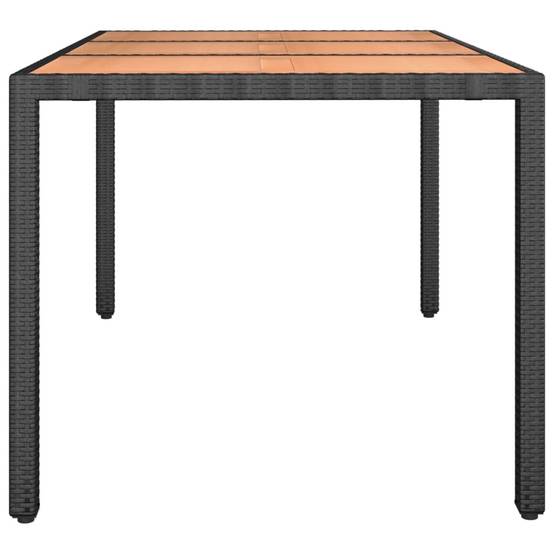 Table de jardin bois massif et résine tressée noir 150 x 90 x 75 cm - PANGIVO - Image 4