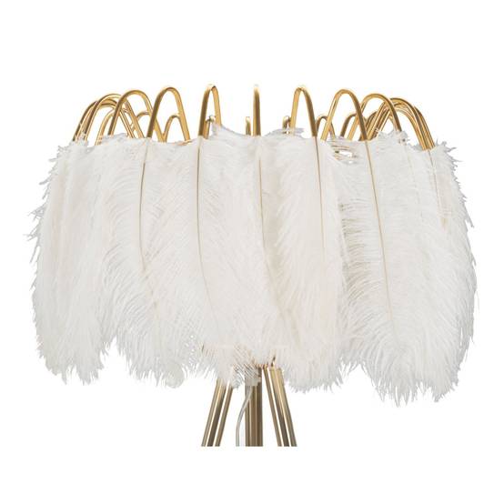 Lampadaire Imitation Plume "Stand" 147cm Or & Blanc - Image 2