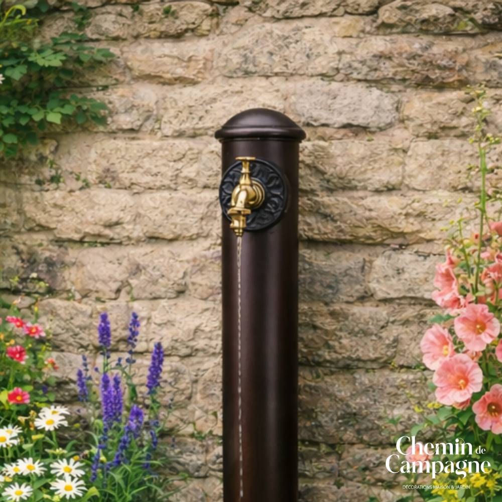 Fontaine de jardin extérieur cylindrique en fonte marron 90cm Chemin de campagne - Image 3