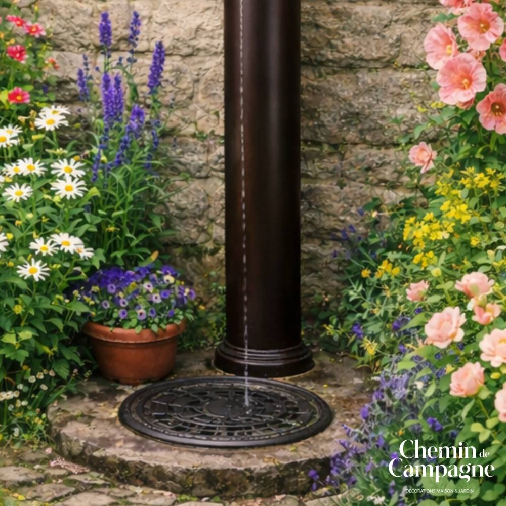 Fontaine de jardin extérieur cylindrique en fonte marron 90cm Chemin de campagne - Image 4