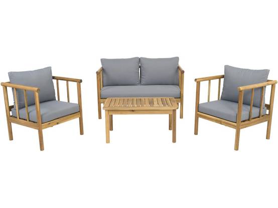 Salon De Jardin En Bois Avec Coussins Inclus "milano" - 4 Places - Gris -habitat Et Jardin - Image 1