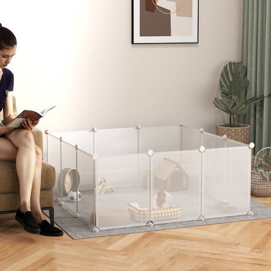Parc enclos modulable en résine pour chiots cochons d'Inde 105x105x45cm blanc - ComfortXL Outdoor Living - Image 3