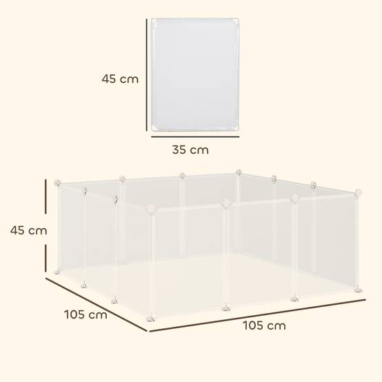 Parc enclos modulable en résine pour chiots cochons d'Inde 105x105x45cm blanc - ComfortXL Outdoor Living - Image 5