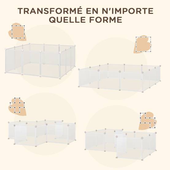 Parc enclos modulable en résine pour chiots cochons d'Inde 105x105x45cm blanc - ComfortXL Outdoor Living - Image 9