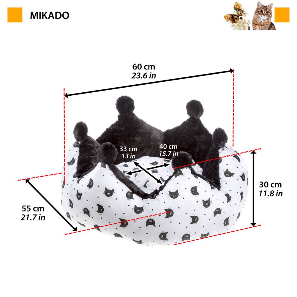 Ferplast - Lit Rembourré Couchage Chats MIKADO avec Coussin, Fourrure écologique et Coton, Lavable - Imagen 2
