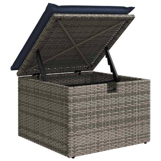 Salon de Jardin Modulable Rotin Synthétique 6 Pièces avec Coffres de Rangement pour Terrasse Gris Coussins Bleus – ComfortXL Outdoor Living - Image 10
