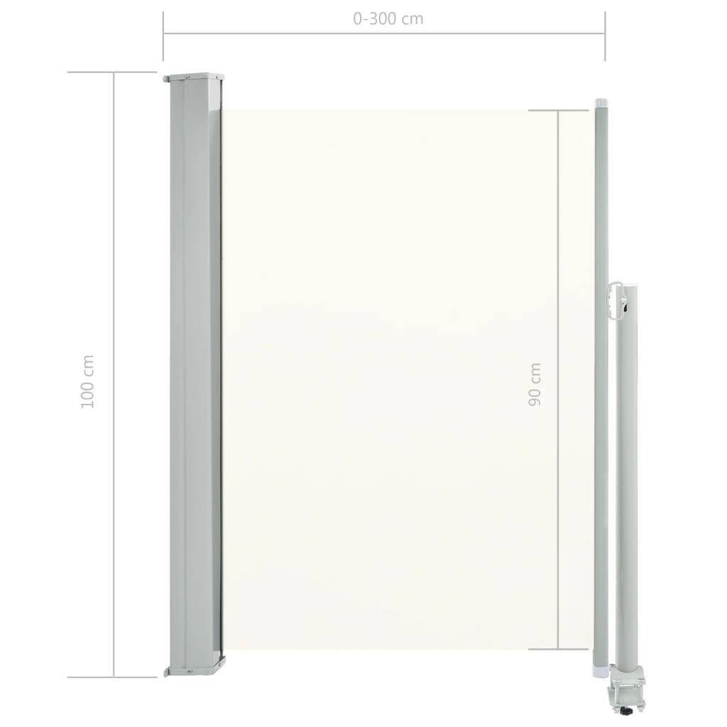 Helloshop26 - Auvent paravent store brise-vue latéral rétractable de patio jardin terrasse balcon protection visuelle écran 100 x 300 cm blanc cassé - Imagen 6