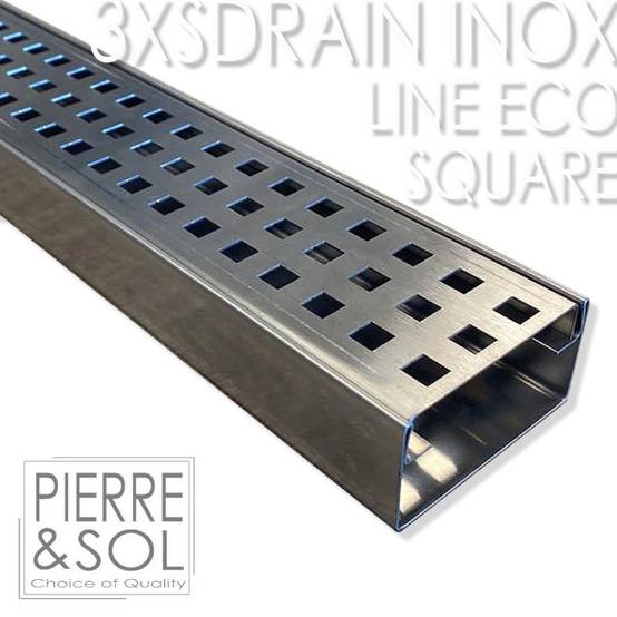 Caniveau Inox Hauteur 3,5 cm - 3XSDRAIN INOX - LINE ECO - Caniveau de 100 cm avec sortie verticale de 50 mm - Image 1