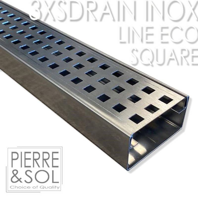 Caniveau Inox Hauteur 3,5 cm - 3XSDRAIN INOX - LINE ECO -       Caniveau de 100 cm avec sortie verticale de 50 mm - Image 1