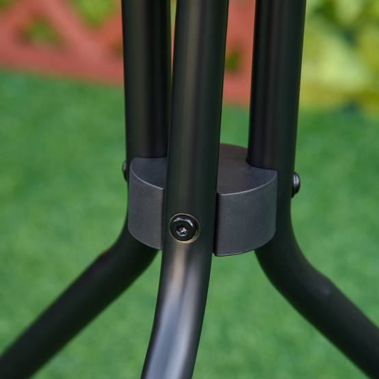Table basse de jardin ronde d'extérieur avec plateau en verre décoratif et structure en métal pour patio, terrasse ou balcon Ø50x55 cm Noir - Image 10
