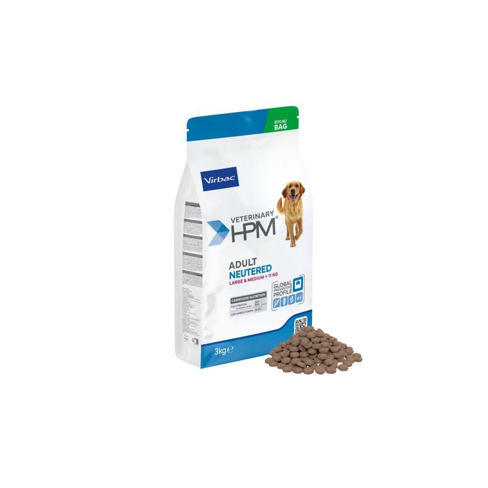 CROQUETTES CHIEN VETERINARY HPM DOG ADULT NEUTERED LARGE & MEDIUM - VIRBAC 16 kg - Image 1