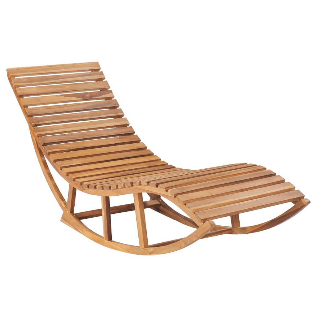 Helloshop26 - Transat chaise longue bain de soleil lit de jardin terrasse meuble d'extérieur à bascule 180 cm avec coussin bois de teck solide - Imagen 2