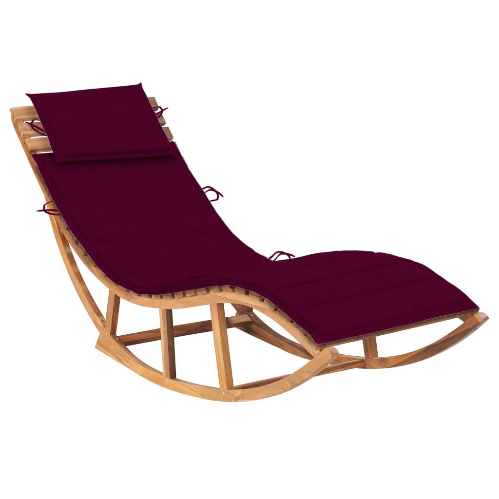 Helloshop26 - Transat chaise longue bain de soleil lit de jardin terrasse meuble d'extérieur à bascule 180 cm avec coussin bois de teck solide - Imagen 1